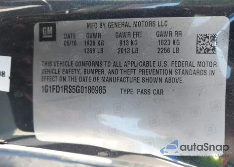 2016 Chevrolet Camaro 2Lt from USA, damaged, VIN 1G1FD1RS5G0186985